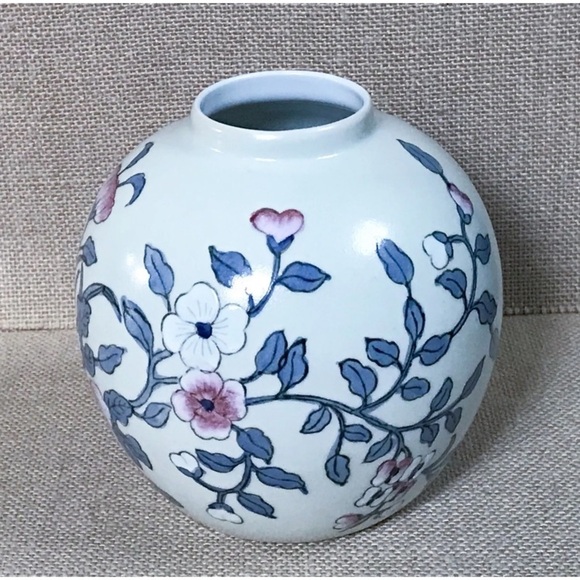 Vintage Bulbous Floral Vase Botanical Grandma Granny Cottage Core Boho - Picture 1 of 6